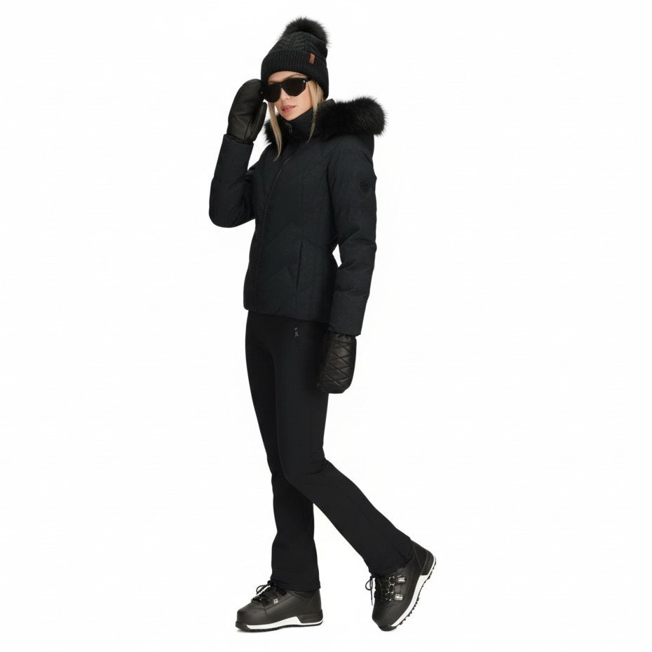 Obermeyer Resort Bombshell Winter Ski Jacket Womens 18 Xl Black Faux Fur Hood
